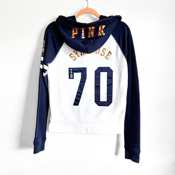 Victoria’s Secret PINK Blue White Syracuse Orange Hooded Zip Up Sweatshirt Small - Picture 1 of 7
